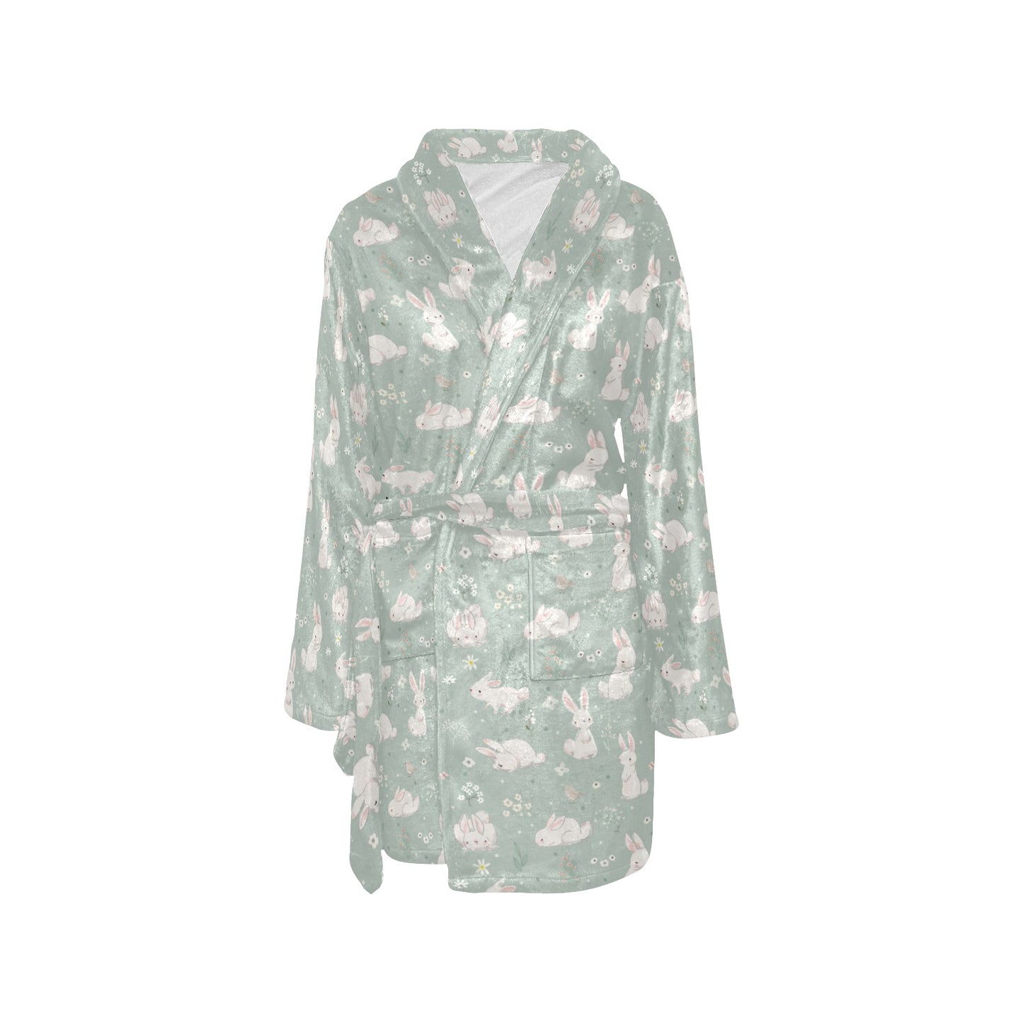 Bunny Pattern Print Design 03 Women's Fleece Robe