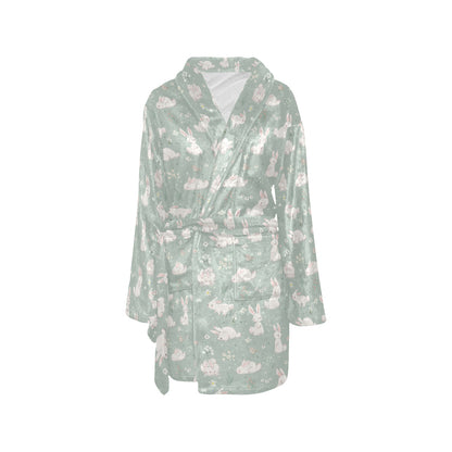 Bunny Pattern Print Design 03 Women's Fleece Robe