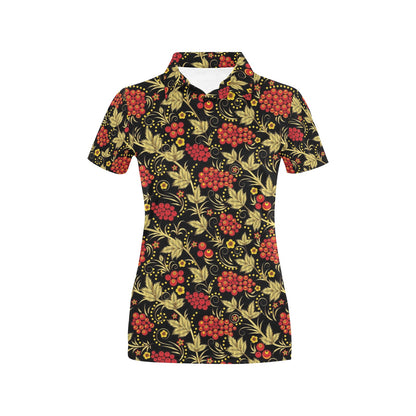 Cranberry Pattern Print Design CB02 Women's Polo Shirt