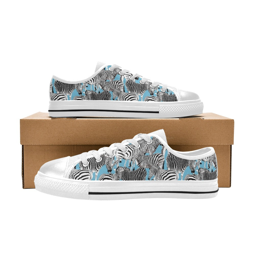 Zebra Print Design LKS305 Women's White Low Top Shoes