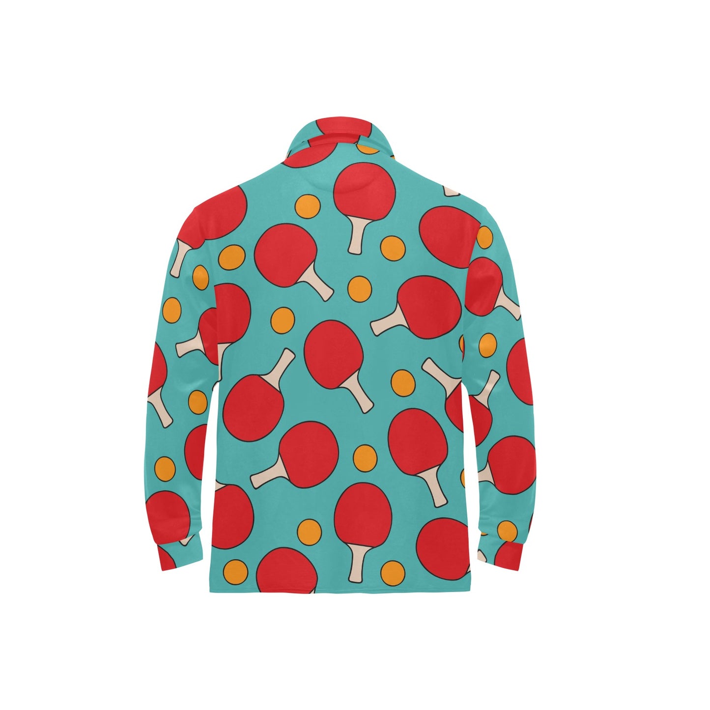 Ping Pong Pattern Print Design A01 Long Sleeve Polo Shirt For Men's