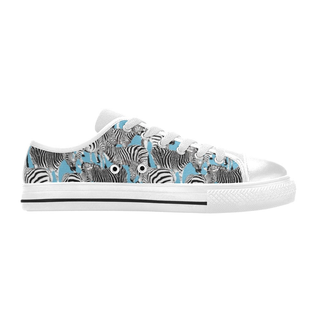 Zebra Print Design LKS305 Women's White Low Top Shoes