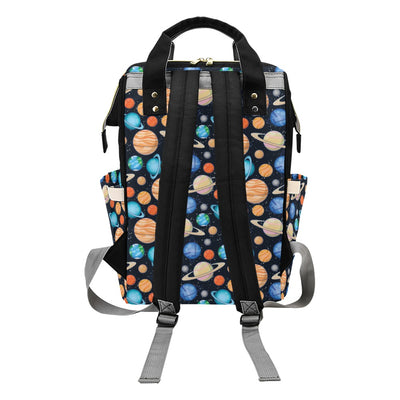 Planet Colorful Print Design LKS301 Diaper Bag Backpack