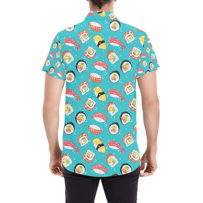 Sushi Print Design LKS305 Men Short Sleeve Button Up Shirt
