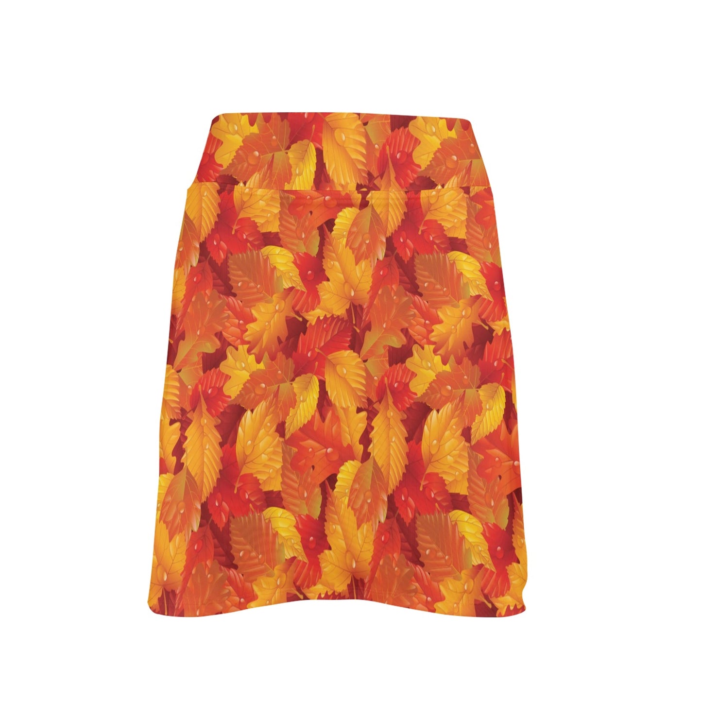 Elm Leave Autum Print Pattern 17" Golf & Pickleball Skort with Pockets