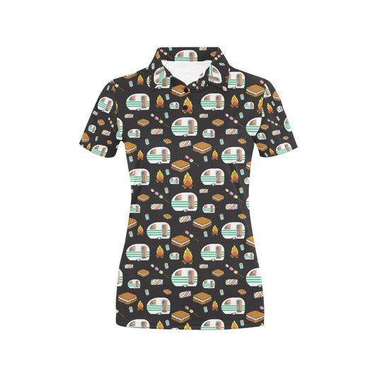 Camper marshmallow Camping Design Print Women's Polo Shirt
