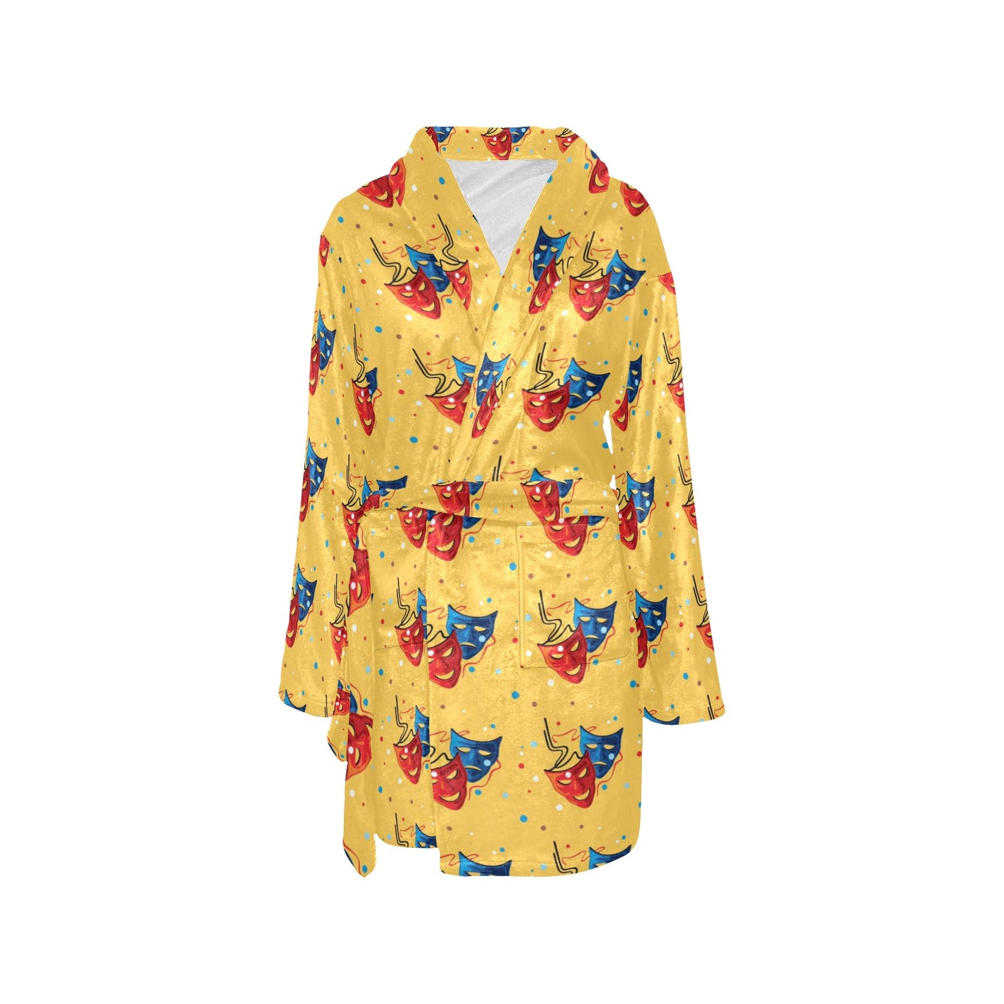 Acting Mask Pattern Print Design 02 Women's Fleece Robe