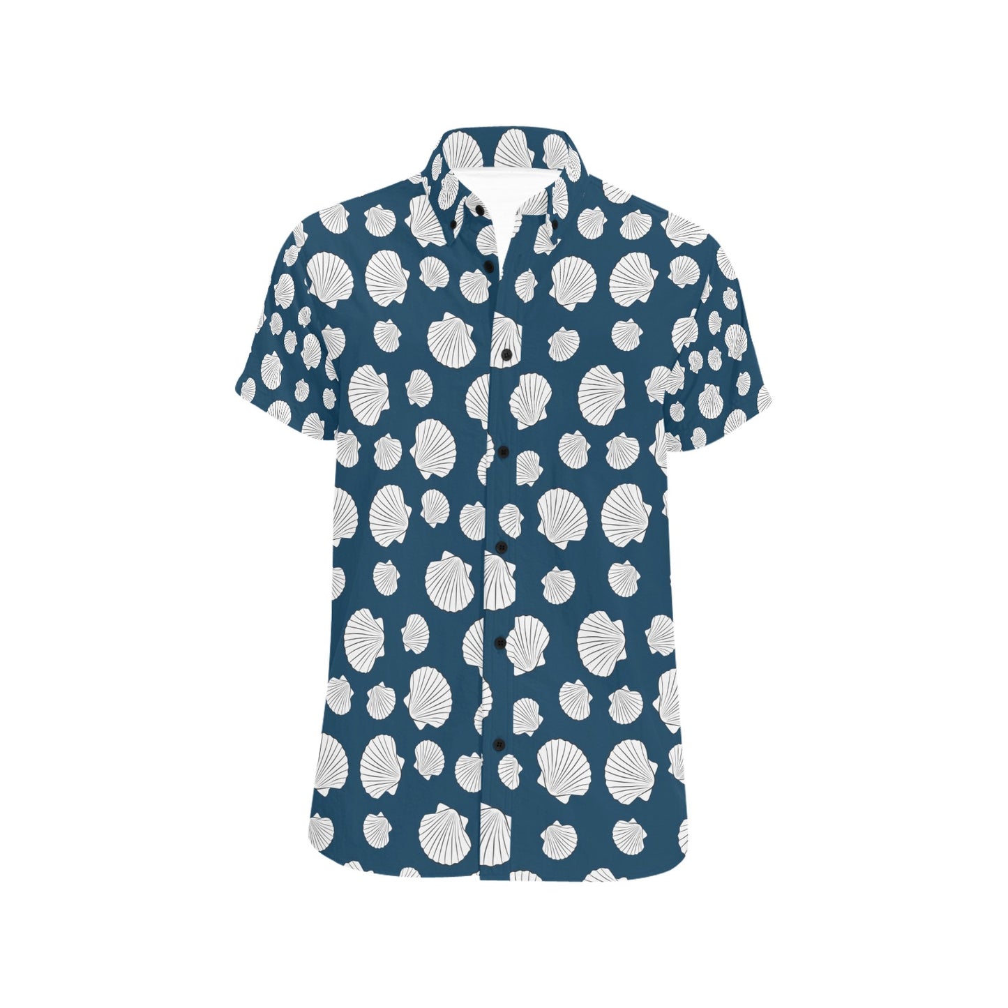 Seashell Print Design LKS3012 Men Short Sleeve Button Up Shirt