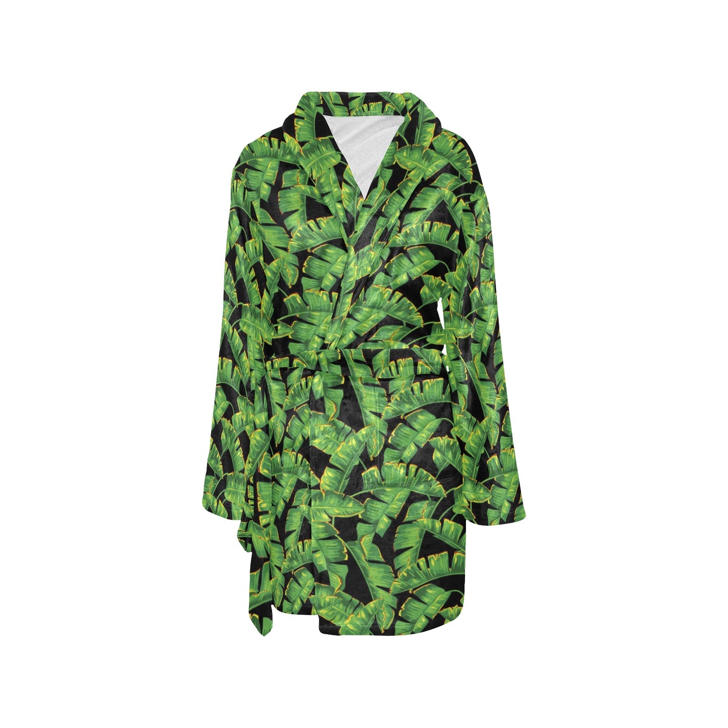 Banana Leaf Pattern Print Design 03 Women's Fleece Robe