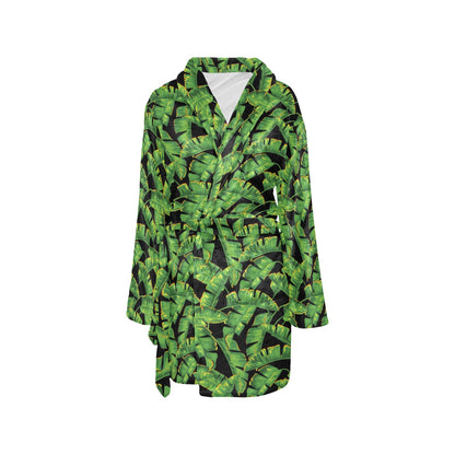 Banana Leaf Pattern Print Design 03 Women's Fleece Robe
