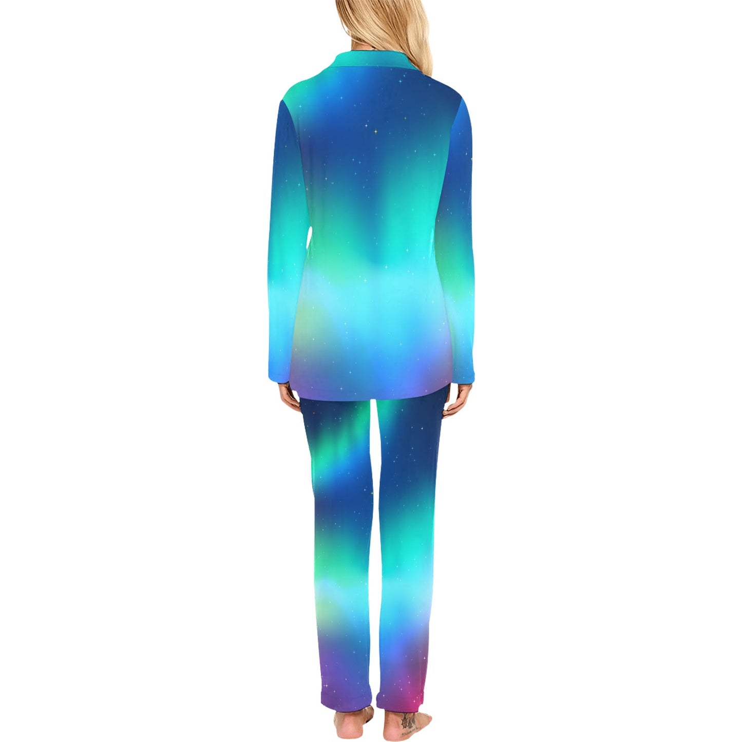 Aurora Borealis Pattern Print Design 02 Women's Long Pajama Set