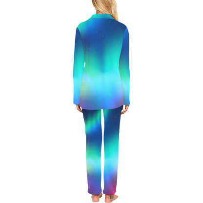 Aurora Borealis Pattern Print Design 02 Women's Long Pajama Set