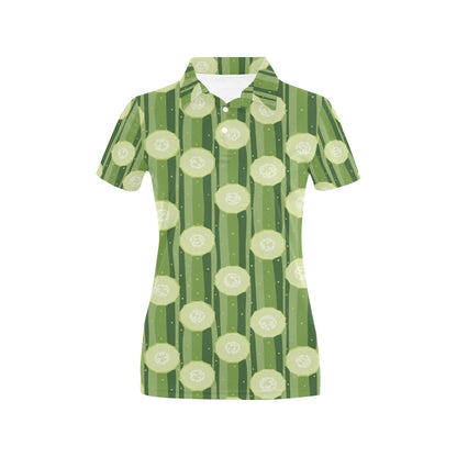 Cucumber Pattern Print Design CC03 Women's Polo Shirt