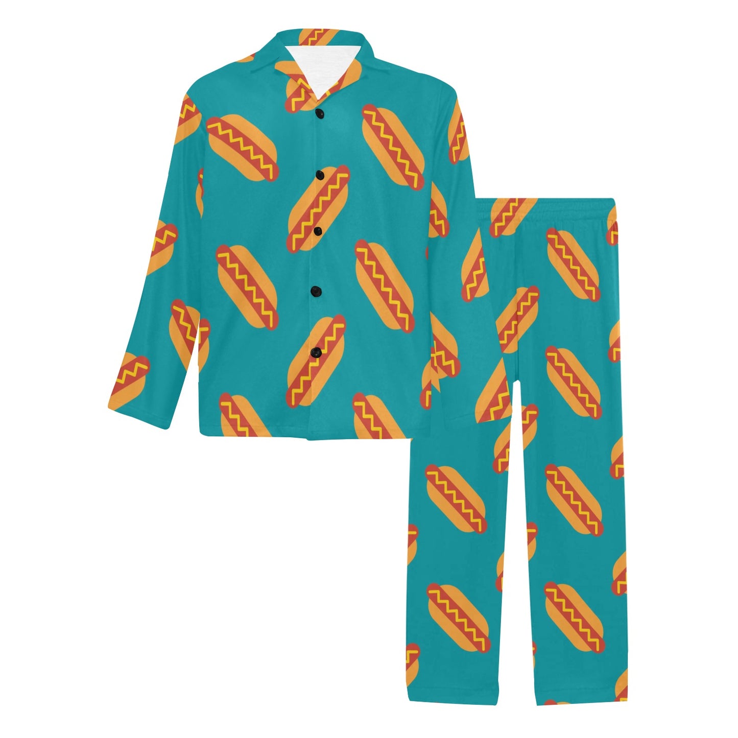 Hot Dog Pattern Print Design 03 Men's Long Pajama Set