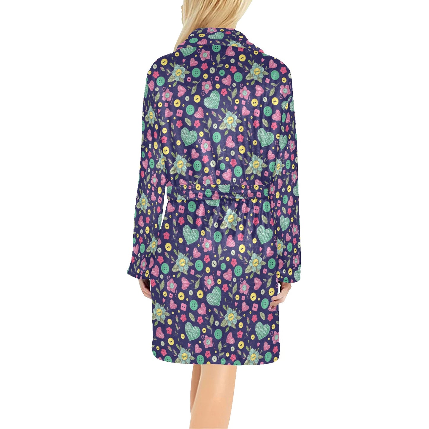 Crochet Pattern Print Design 02 Women's Fleece Robe
