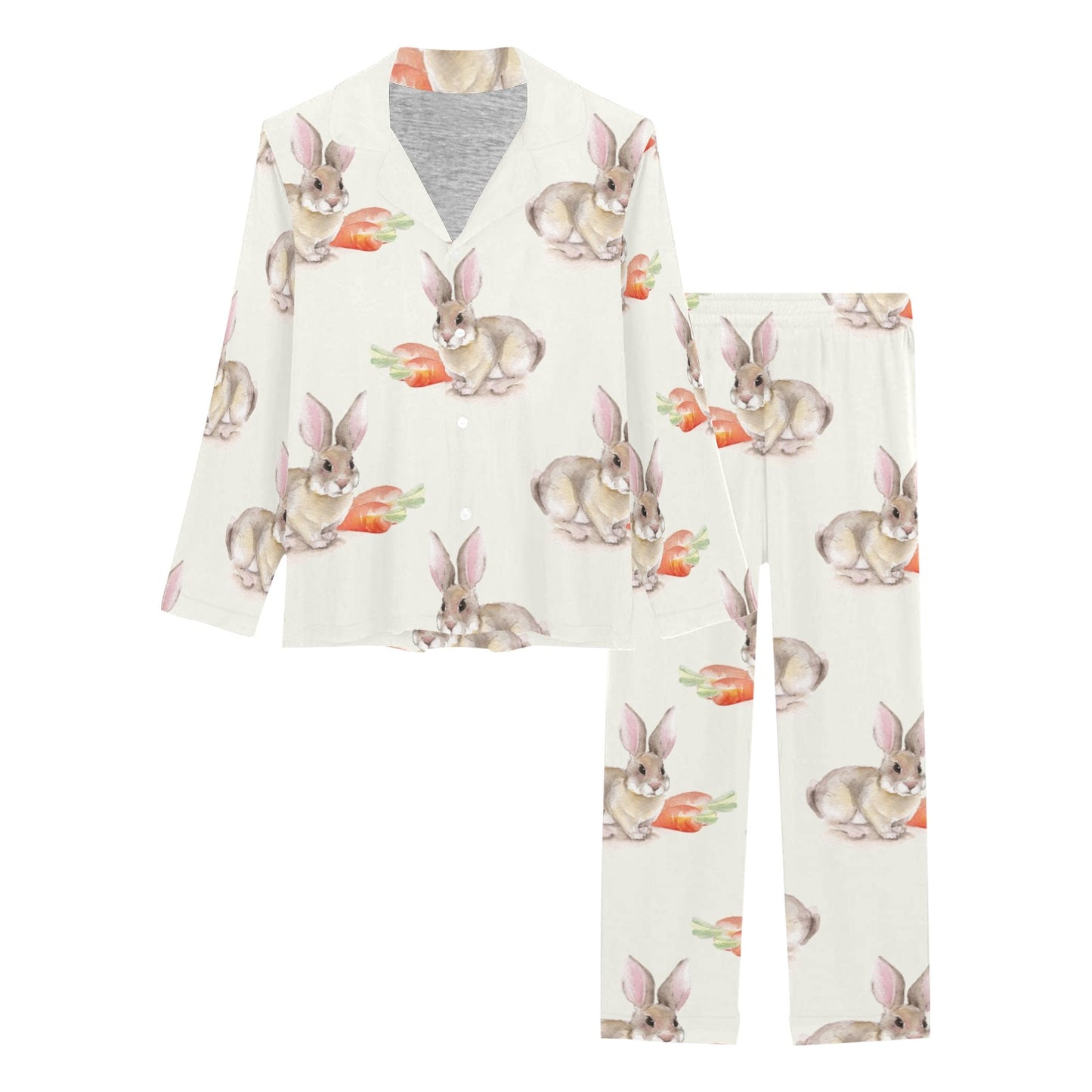 Rabbit Pattern Print Design 01 Women's Long Pajama Set