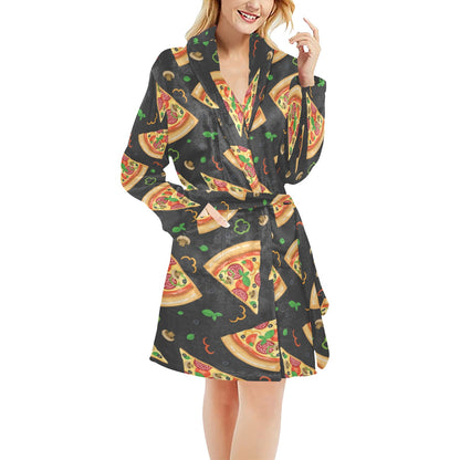 Pizza Pattern Print Design A02 Women's Fleece Robe