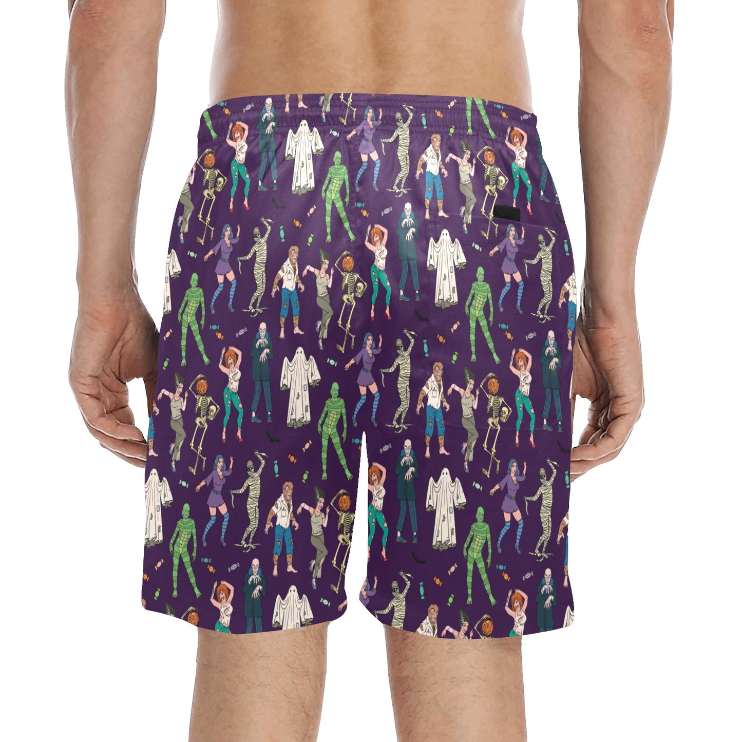 Creepy Zombie Print Design LKS302 Men's Swim Trunks Beach Shorts