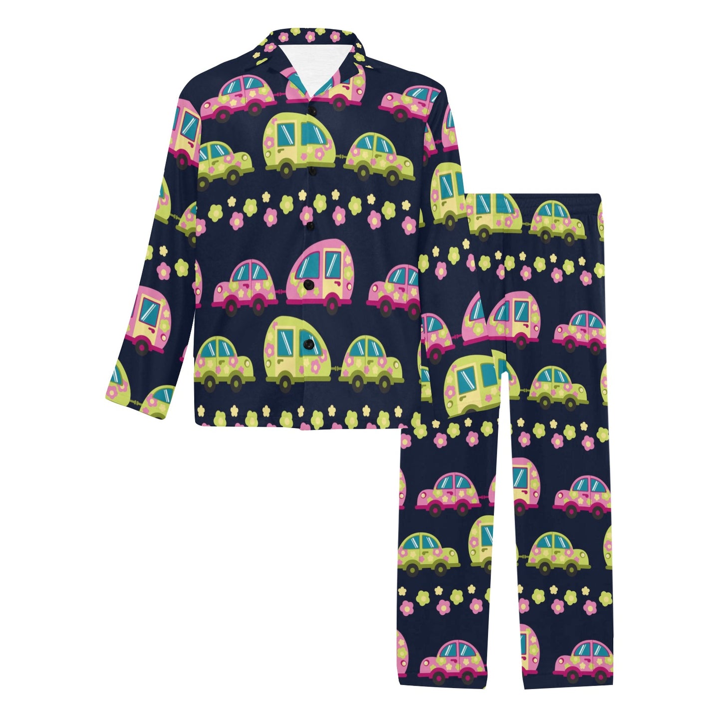 Camper Cute Camping Design No 3 Print Men's Long Pajama Set