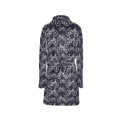 Mountain bike Pattern Print Design 02 Women's Fleece Robe