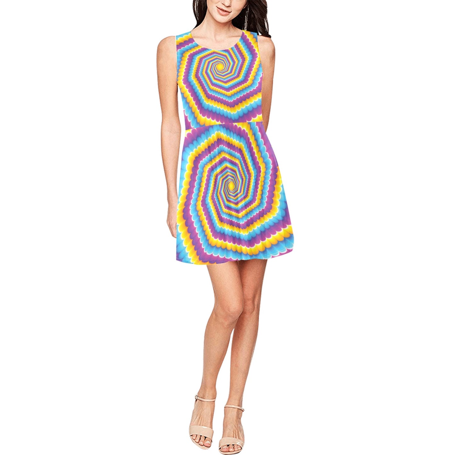 Optical illusion Pattern Print Design A04 Sleeveless Dress