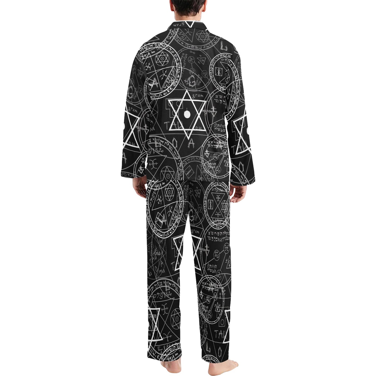 Pentagram Pattern Print Design A01 Men's Long Pajama Set