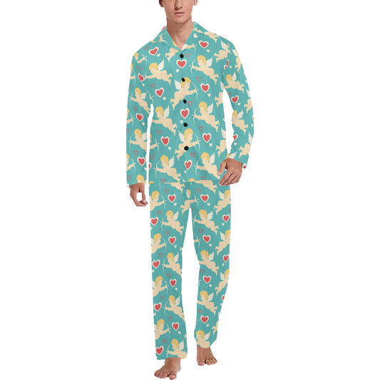 Cupid Pattern Print Design 01 Men's Long Pajama Set