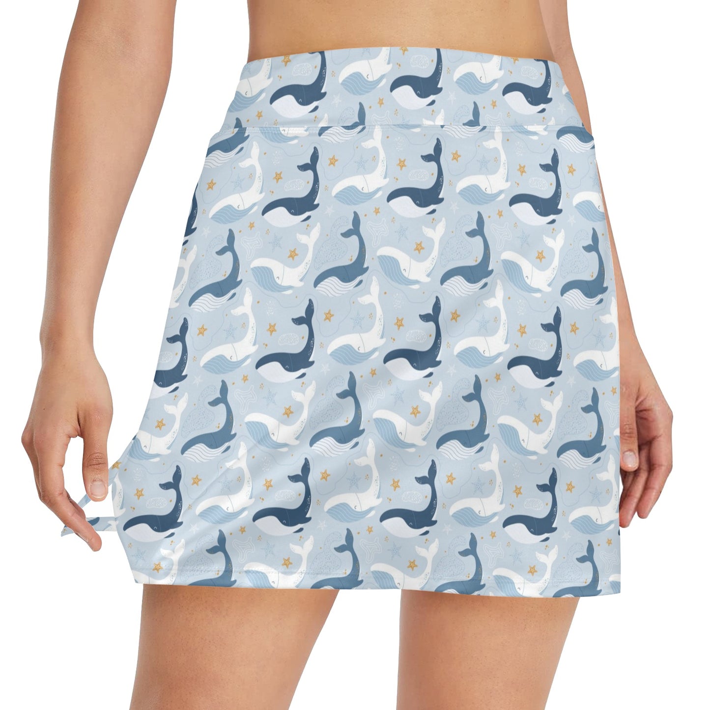 Whale Print Design LKS305 17" Golf & Pickleball Skort with Pockets