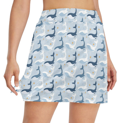 Whale Print Design LKS305 17" Golf & Pickleball Skort with Pockets