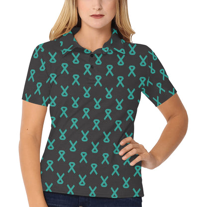 Ovarian cancer Pattern Print Design A01 Women's Polo Shirt