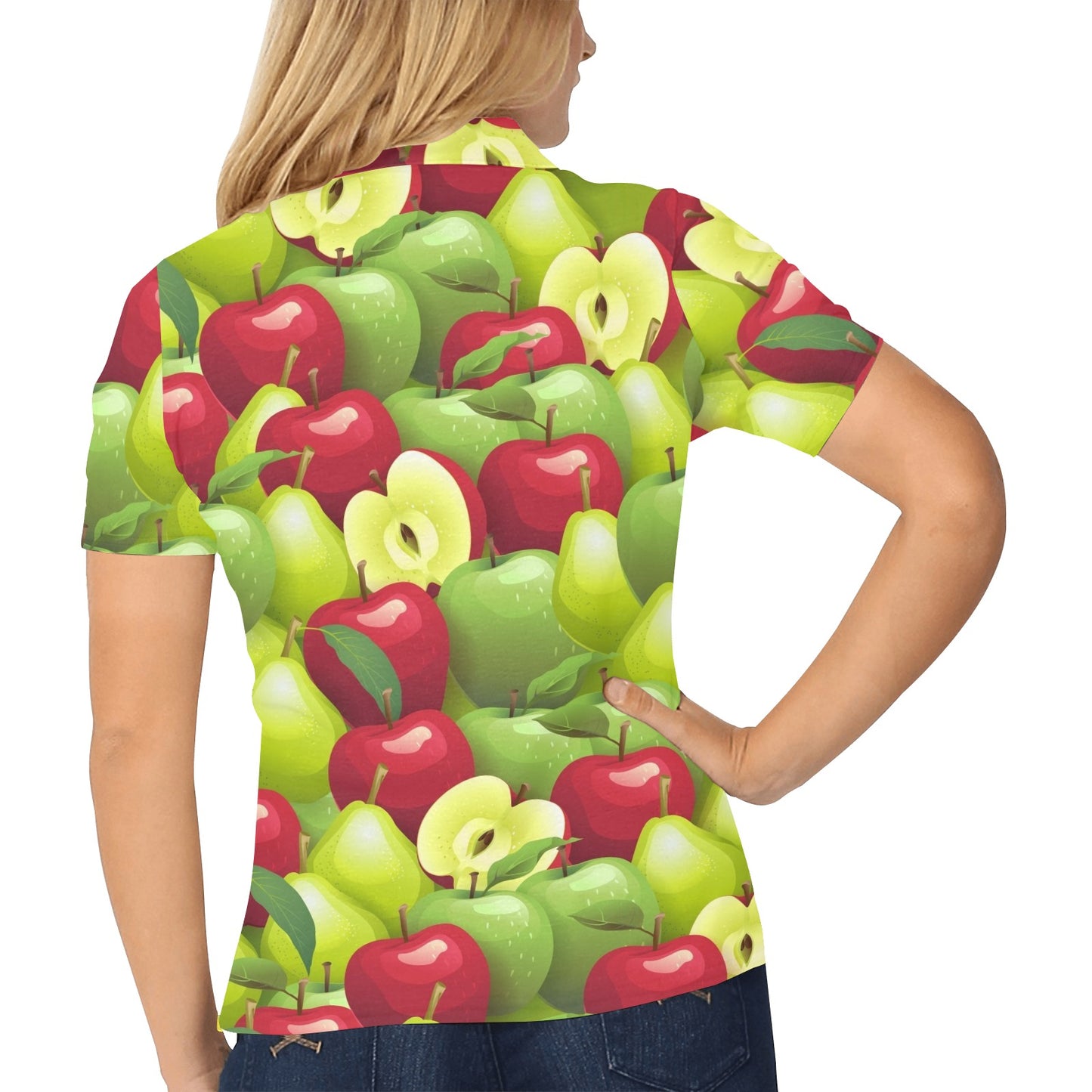 Apple Pattern Print Design AP03 Women's Polo Shirt
