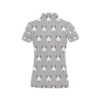 Bull Terrier Head Print Pattern Women's Polo Shirt