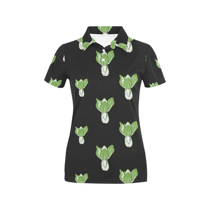 Kale Pattern Print Design 02 Women's Polo Shirt