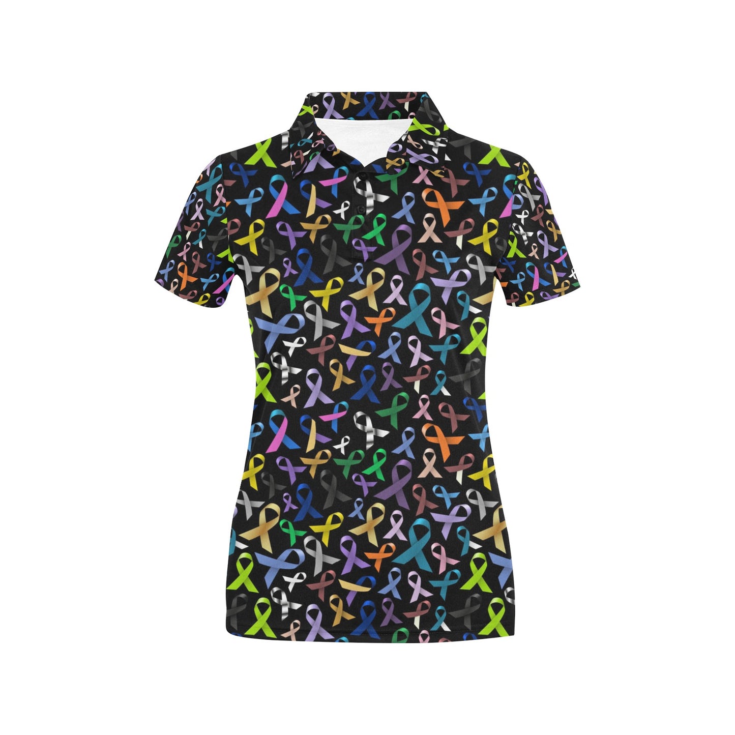 Breast Cancer Awareness Colorful Print Women's Polo Shirt