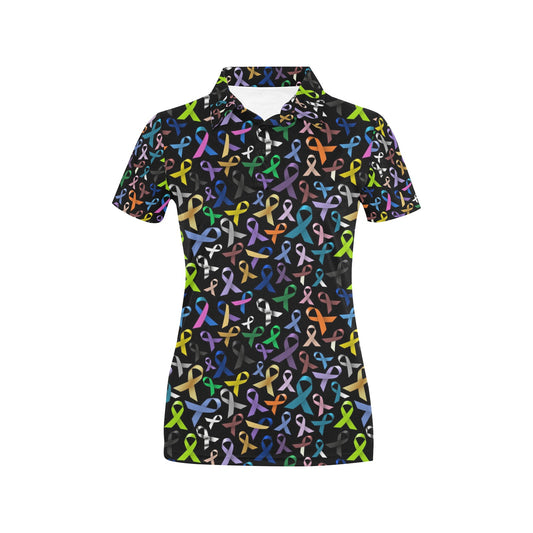 Breast Cancer Awareness Colorful Print Women's Polo Shirt