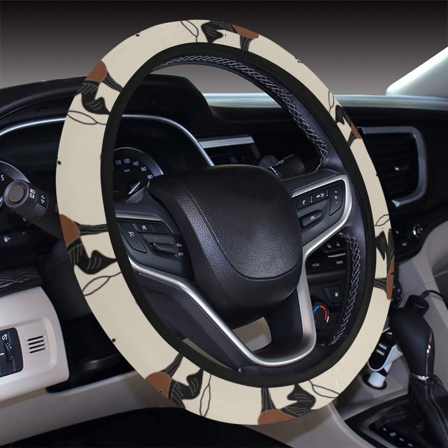 Ancient Greek Print Design LKS3010 Steering Wheel Cover with Elastic Edge