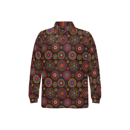 Bohemian Pattern Print Design 01 Long Sleeve Polo Shirt For Men's
