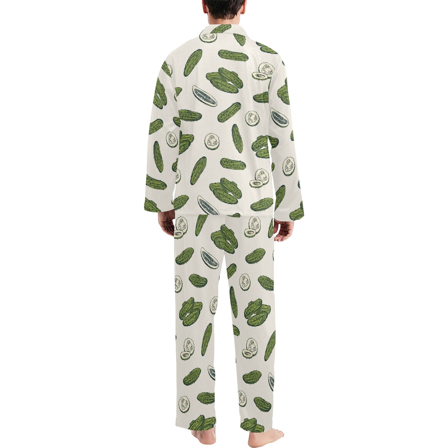 Cucumber Pattern Print Design CC05 Men's Long Pajama Set