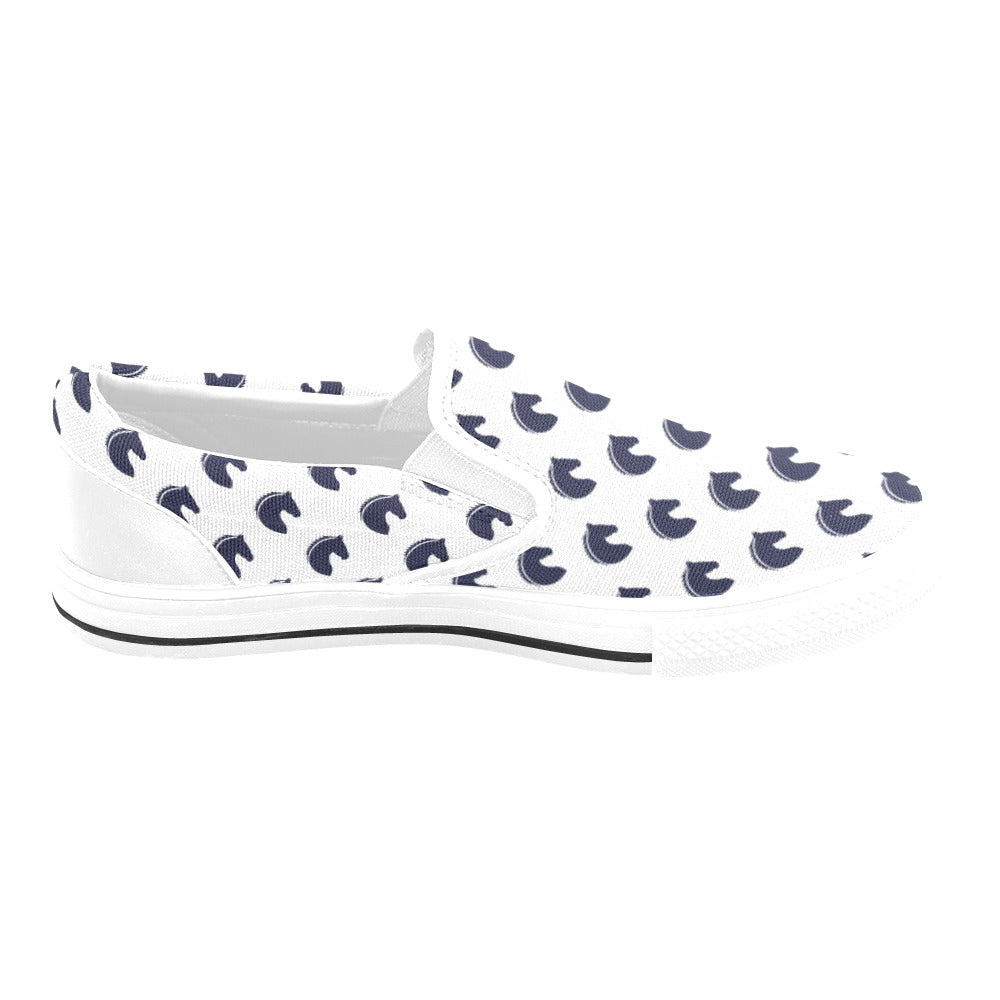 Horse Head Print Design LKS303 White Slip Ons Canvas Women's Shoes