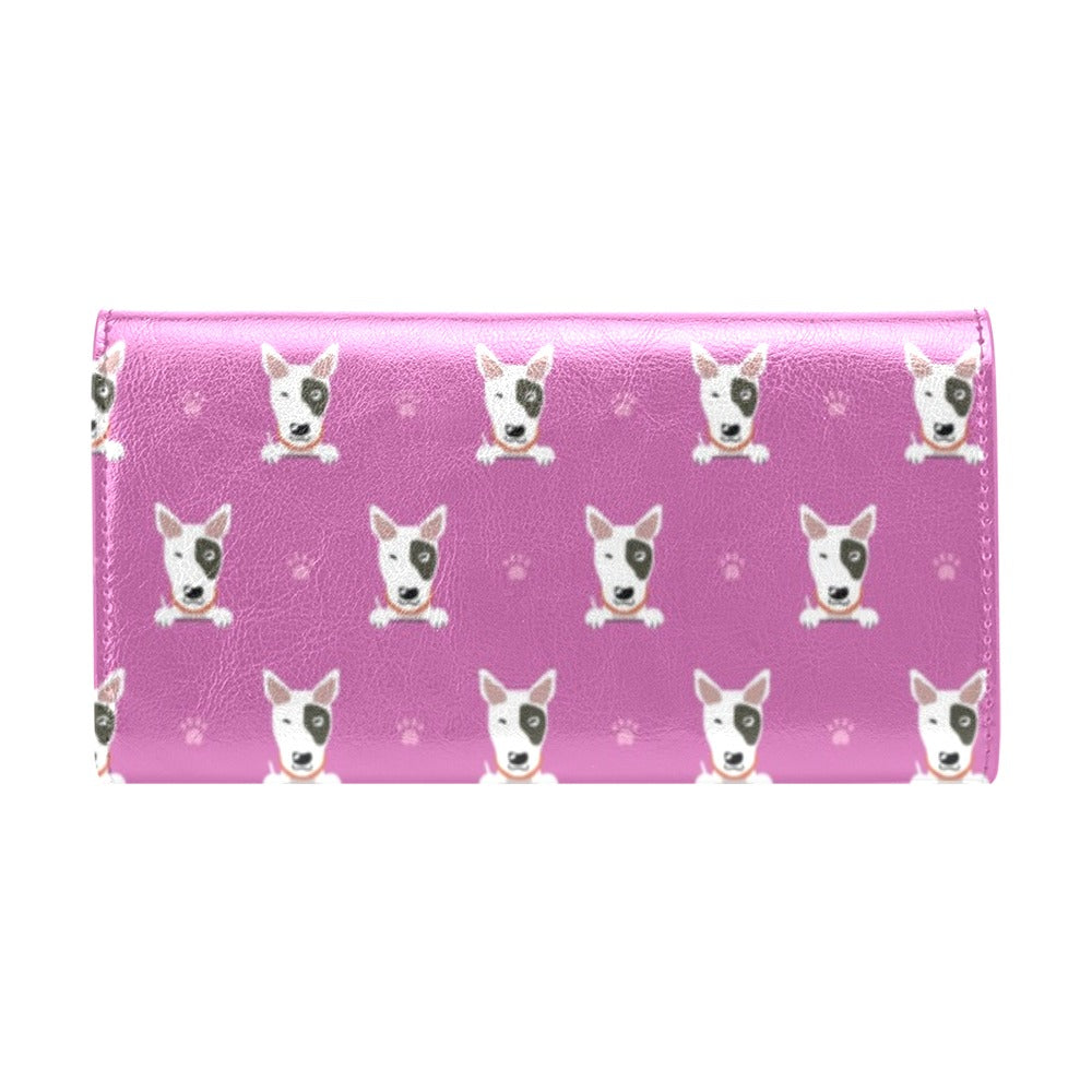 Bull Terrier Happy Print Pattern Women's Trifold Wallet