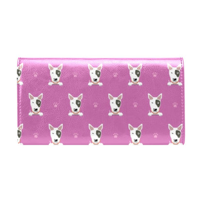 Bull Terrier Happy Print Pattern Women's Trifold Wallet