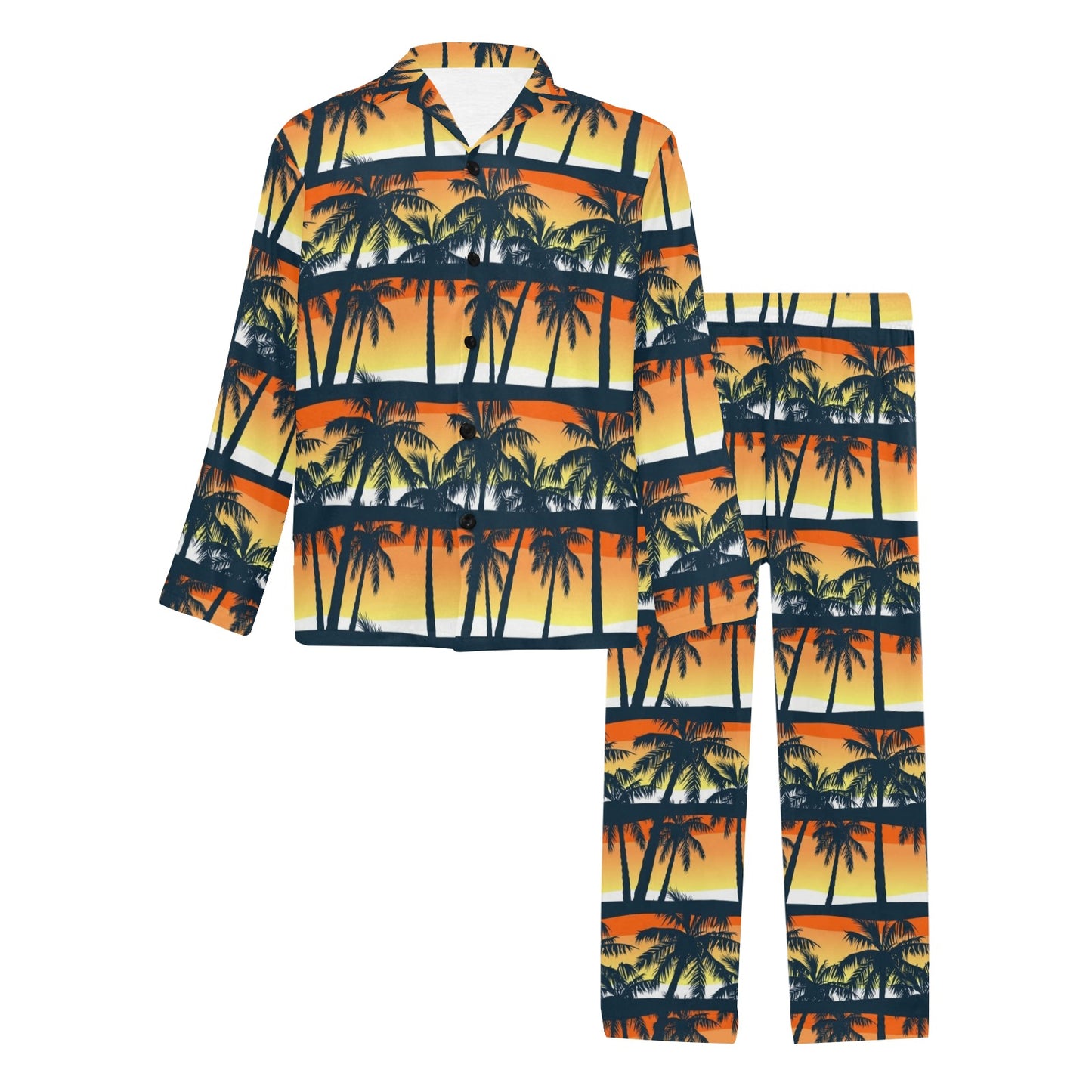 Palm Tree Pattern Print Design PT011 Men's Long Pajama Set