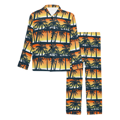 Palm Tree Pattern Print Design PT011 Men's Long Pajama Set