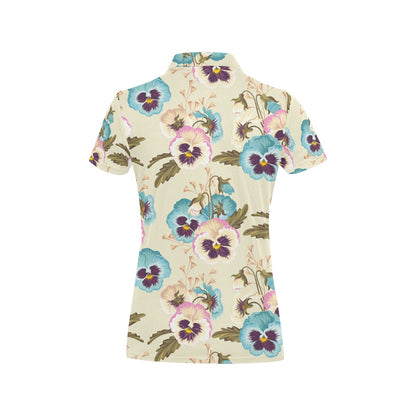 Pansy Pattern Print Design A02 Women's Polo Shirt