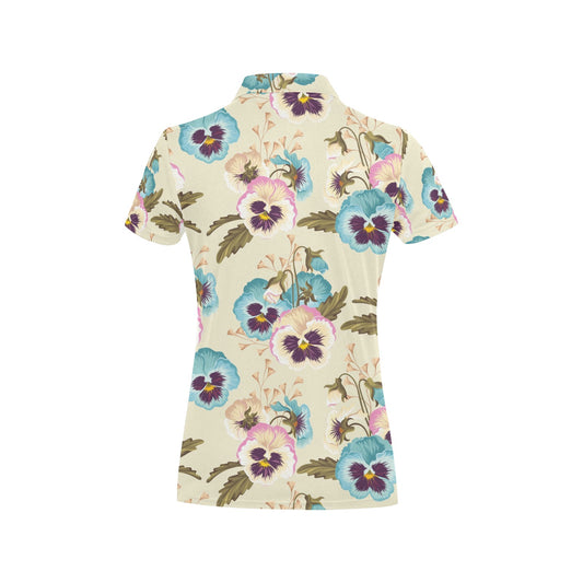 Pansy Pattern Print Design A02 Women's Polo Shirt