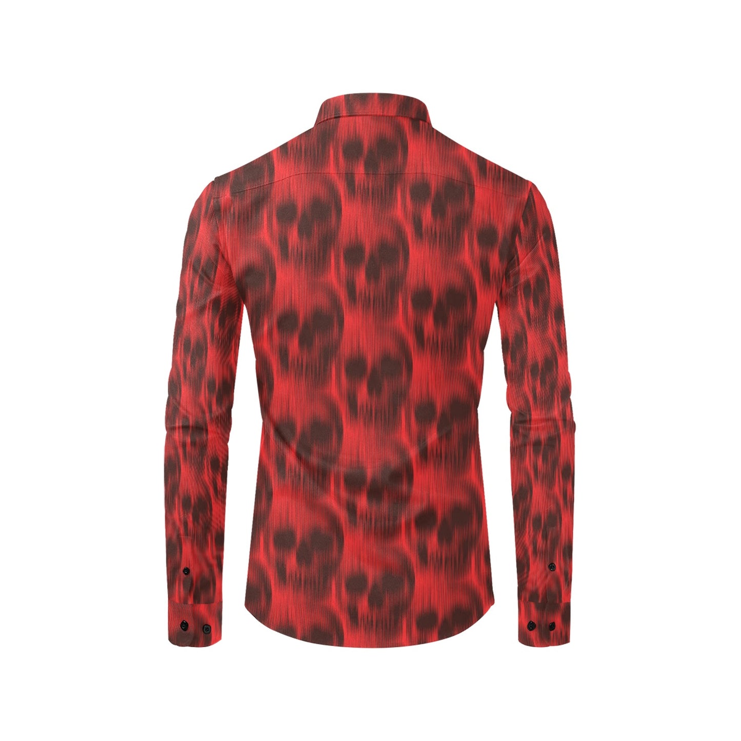 Skull Red Print Design LKS306 Men's Long Sleeve Dress Shirt
