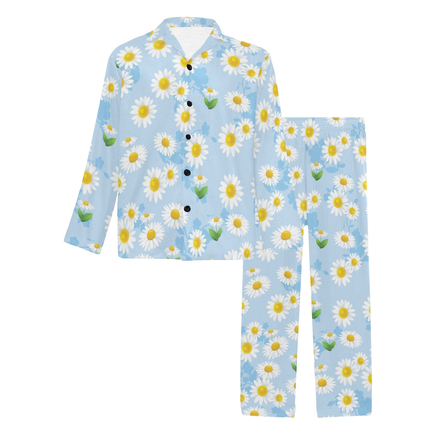 Daisy Pattern Print Design DS010 Men's Long Pajama Set