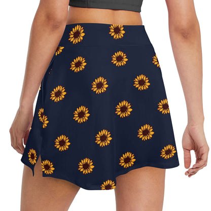 Sunflower Print Design LKS304 17" Golf & Pickleball Skort with Pockets