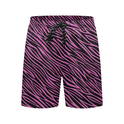 Zebra Pink Print Design LKS304 Men's Swim Trunks Beach Shorts