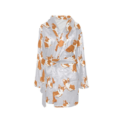 Pembroke Welsh Corgis Pattern Print Design A04 Women's Fleece Robe